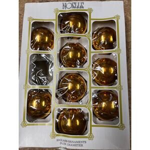 NOELLE nine vintage gold ornaments, 214–10 USA